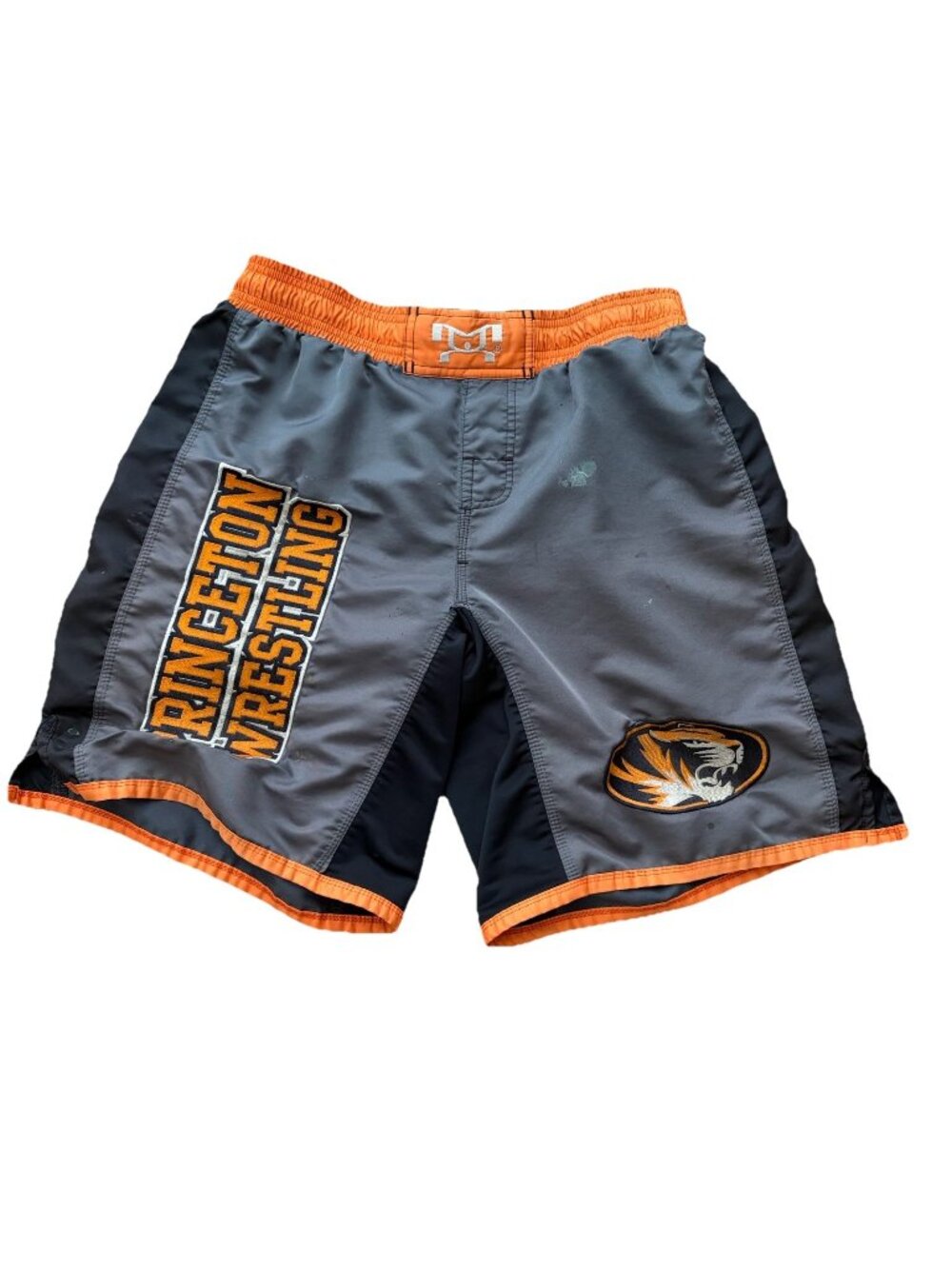 Princeton University Wrestling Fight Shorts Men’s Size Medium Gray Orange Rare